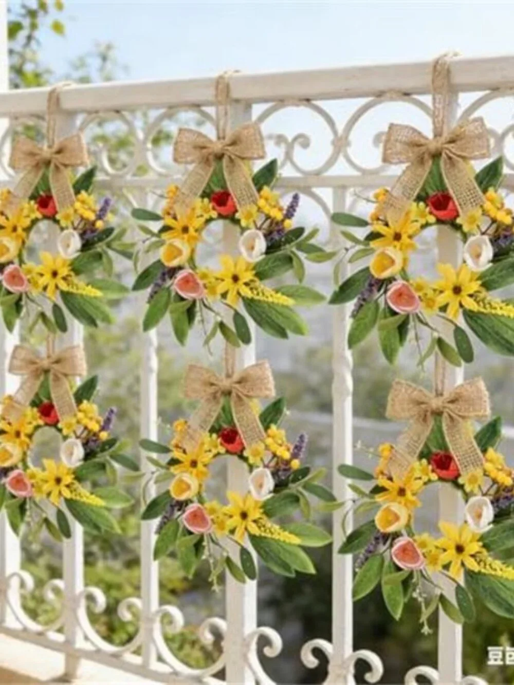 6 Pcs 9'' Mini Spring Wreaths for Kitchen Cabinets Decor Small Tulip Floral